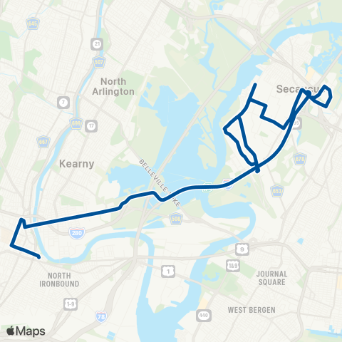 NJ Transit Newark - Secaucus map