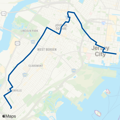 NJ Transit Greenville - Journal Square - Exchange Pl map