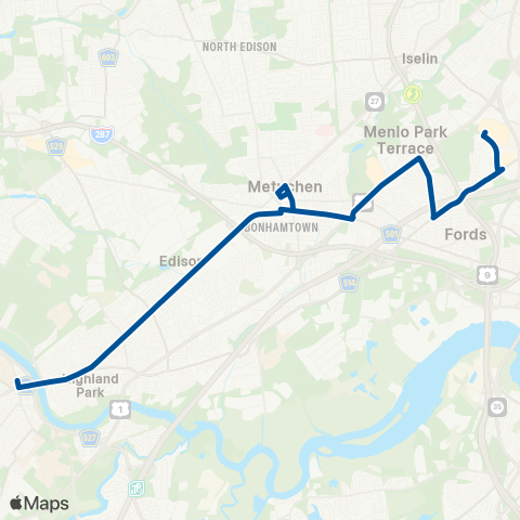 NJ Transit New Brunswick - Woodbridge Center map