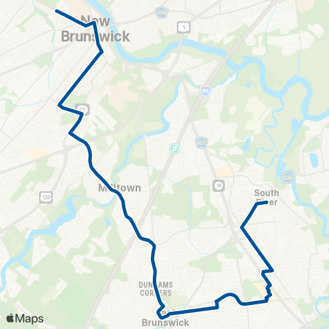 NJ Transit New Brunswick - South River map