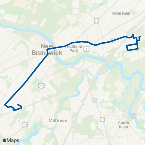 NJ Transit N. Brunswick - New Brunswick - Middlesex C. C. map