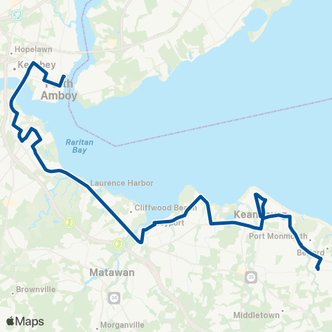 NJ Transit Campbell s Junction - Perth Amboy map