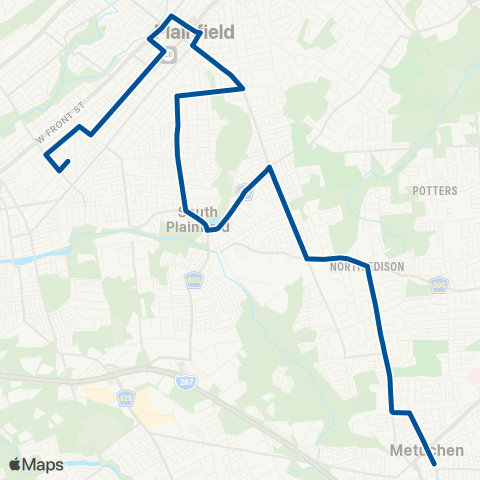 NJ Transit Piscataway-Plainfield-Metuchen-Middlesex Mall map