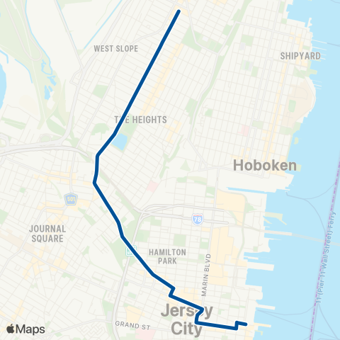 NJ Transit Jersey City Heights - Exchange Place map