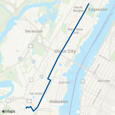 NJ Transit N Bergen - Jersey City - Journal Square map