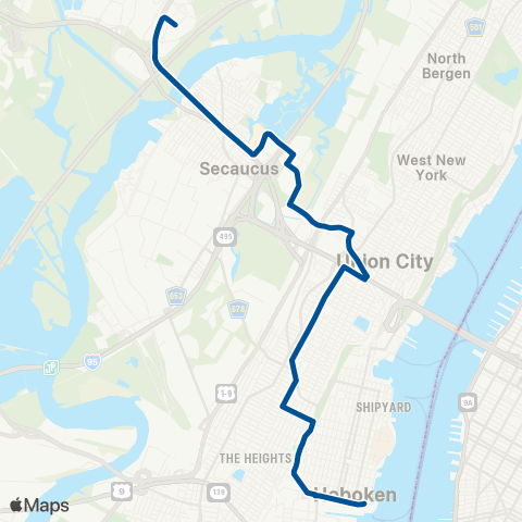 NJ Transit American Dream - Mill Creek - Hoboken map