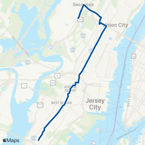 NJ Transit Jersey City - Hoboken map