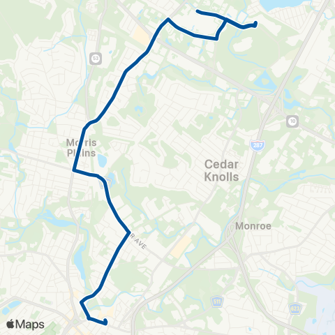 NJ Transit Morristown - Parsippany-Troy Hills map