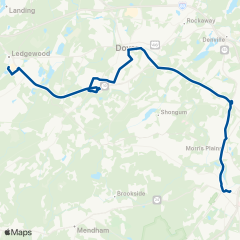 NJ Transit Morristown - Dover - Roxbury map