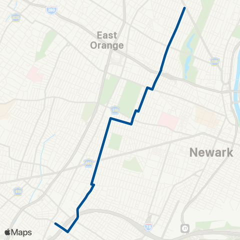 NJ Transit 18th Street Crosstown map