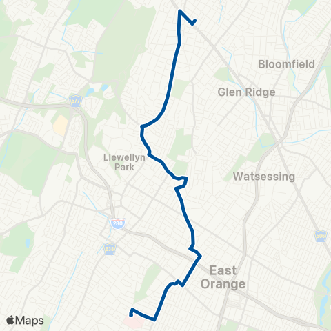 NJ Transit East Orange - Montclair map