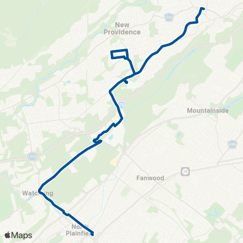 NJ Transit Summit - Murray Hill - Plainfield map