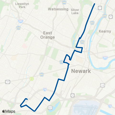 NJ Transit Clifton Avenue Crosstown map