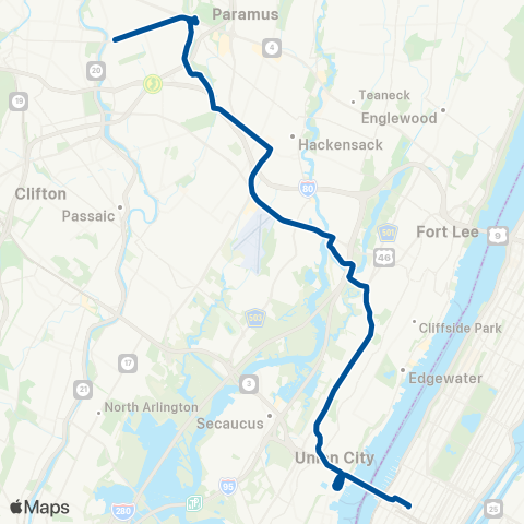 NJ Transit Elmwood Park-Hackensack-New York map