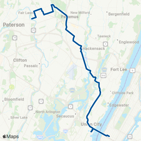 NJ Transit Fair Lawn - New York map