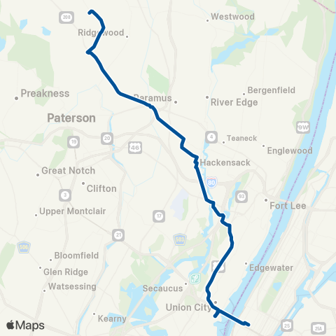 NJ Transit Midland Park - New York map