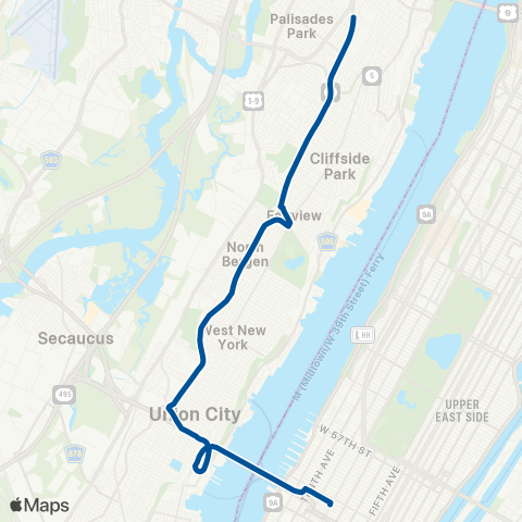 NJ Transit Fort Lee-Palisades Park-New York map