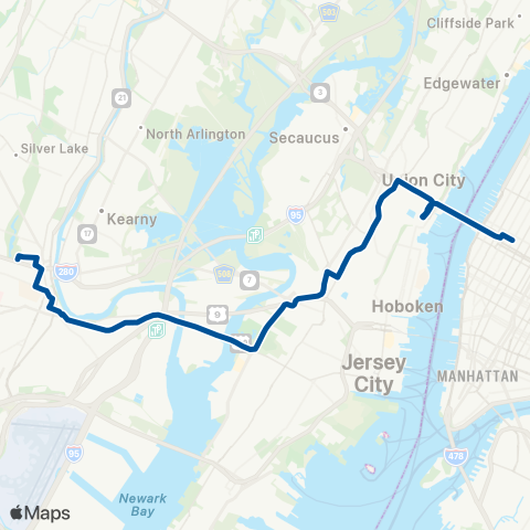 NJ Transit Newark - New York map