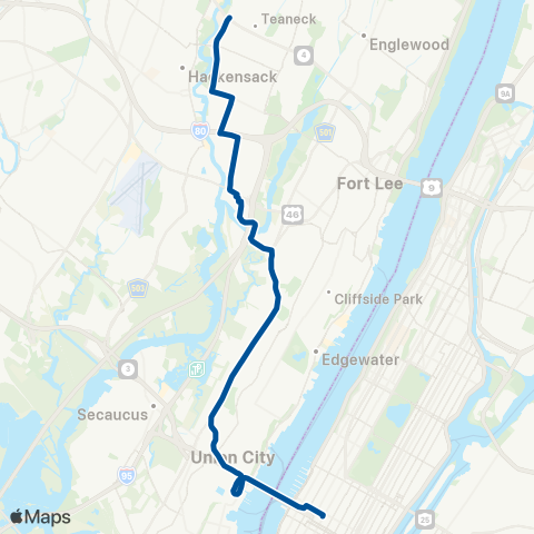 NJ Transit Bogota-Ridgefield Park-New York map