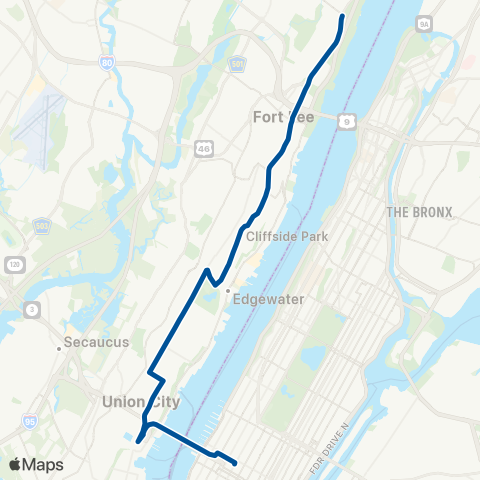 NJ Transit Englewood Cliffs - Fort Lee - New York map