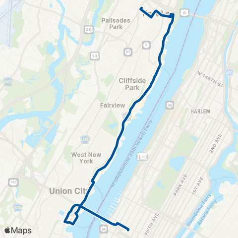 NJ Transit Fort Lee-Edgewater-New York map