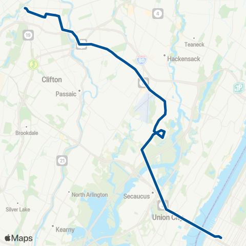 NJ Transit Paterson - Passaic - New York map