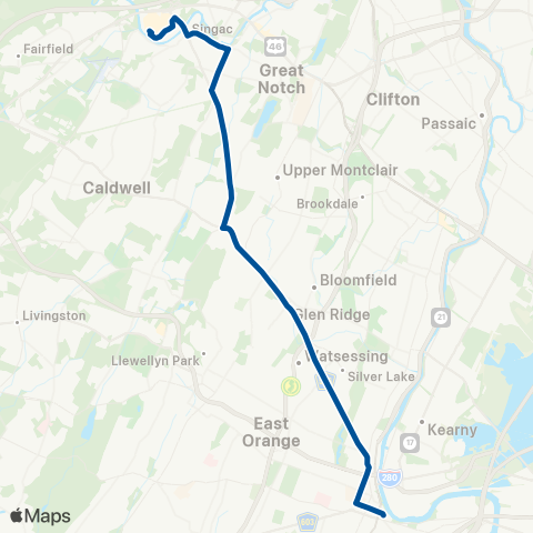 NJ Transit Newark - Willowbrook map