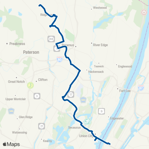 NJ Transit Midland Park - Fair Lawn - New York map