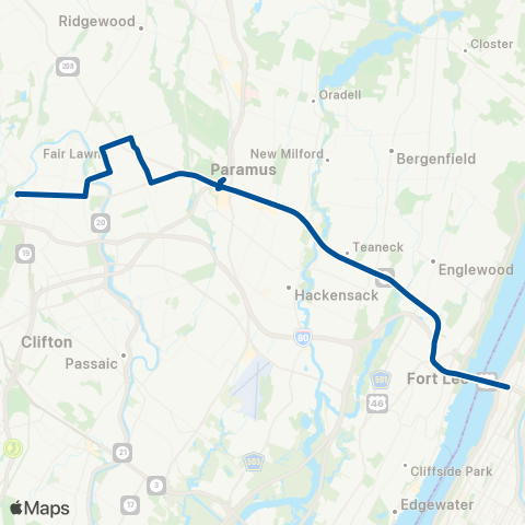 NJ Transit Paterson - New York (GWB) map