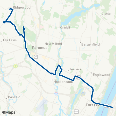 NJ Transit Ridgewood - New York (GWB) map