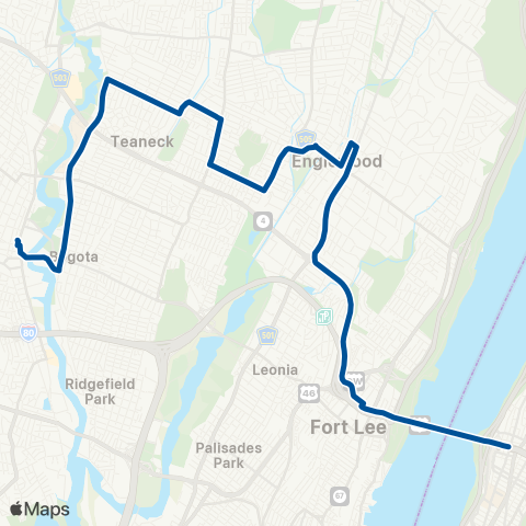 NJ Transit Hackensack - Englewood - New York (GWB) map