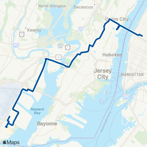 NJ Transit New York - IKEA - Jersey Gardens map