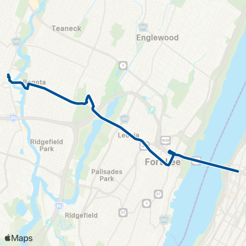 NJ Transit Hackensack - New York (GWB) map