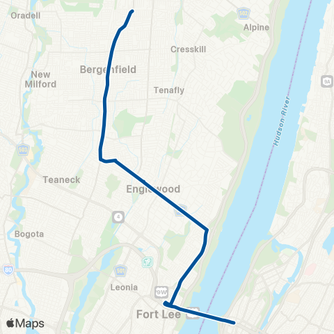 NJ Transit Dumont - New York (GWB) map