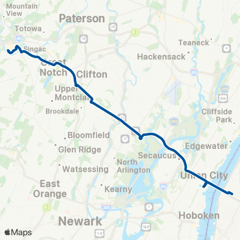 NJ Transit Willowbrook - Montclair - New York map