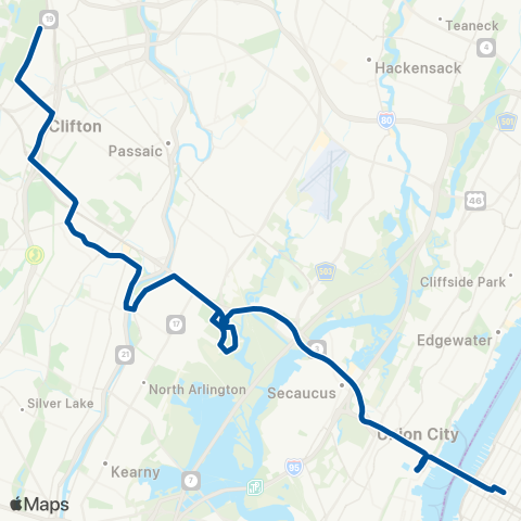 NJ Transit Clifton - New York map