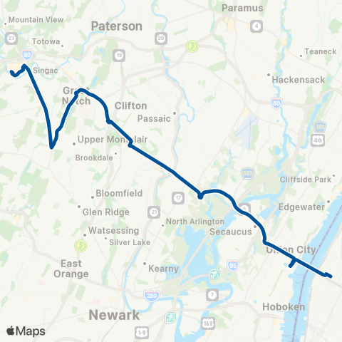 NJ Transit Willowbrook - Cedar Grove - New York map