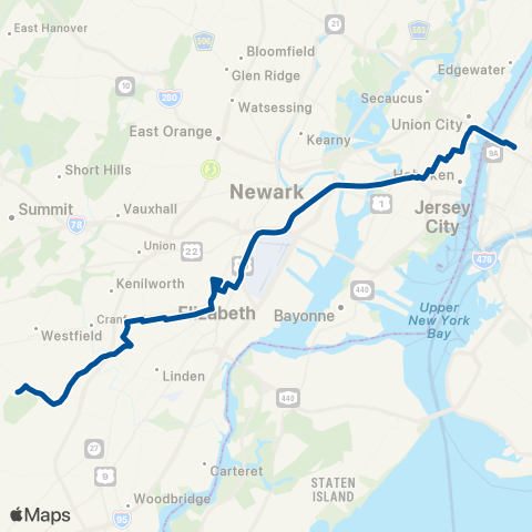 NJ Transit Clark - New York map