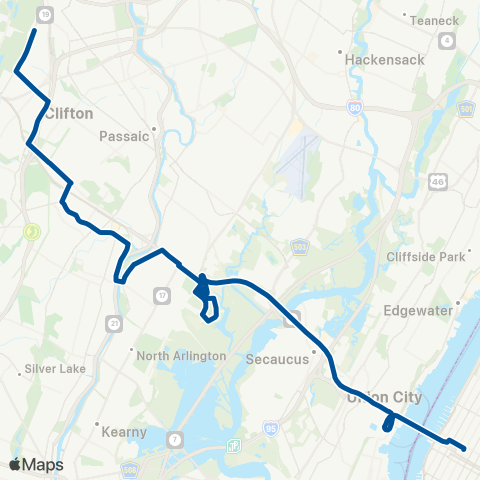 NJ Transit Clifton - Lyndhurst - New York map