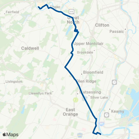 NJ Transit Newark - Montclair State - Willowbrook map