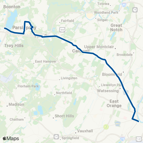 NJ Transit Bloomfield Avenue map