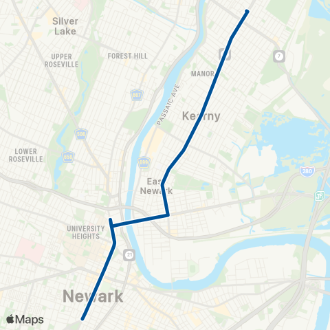 NJ Transit North Arlington-Kearny-Newark map