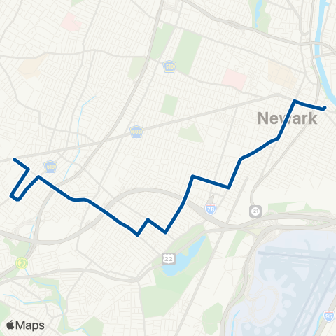 NJ Transit Irvington - Newark map