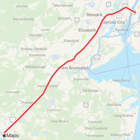 NJ Transit Northeast Corridor map