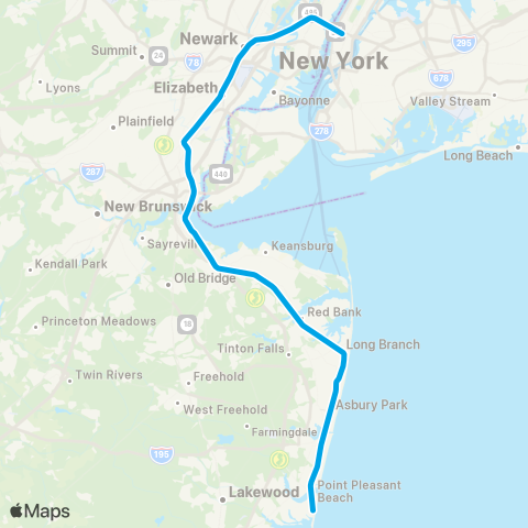 NJ Transit North Jersey Coast Line map