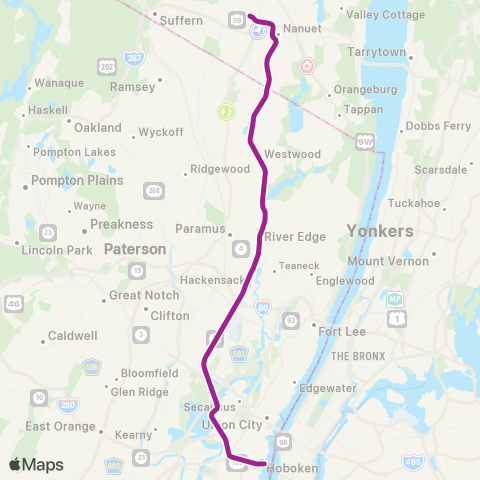 NJ Transit Pascack Valley Line map