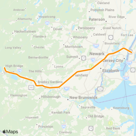 NJ Transit Raritan Valley Line map