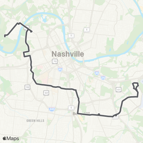 WeGo Public Transit Thompson - Wedgewood map