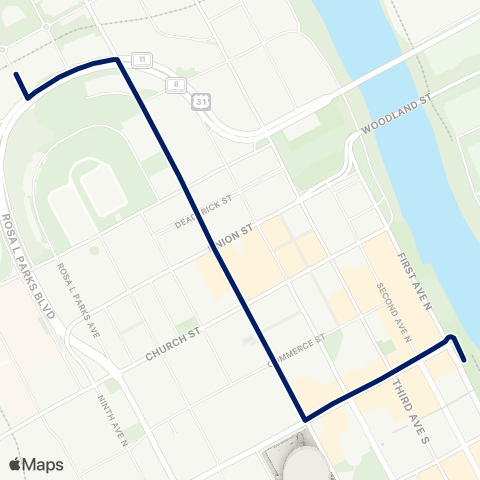 WeGo Public Transit Star Downtown Shuttle map