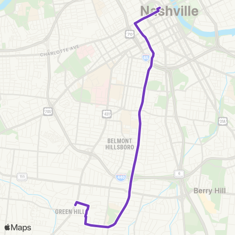 WeGo Public Transit 12th Avenue South map